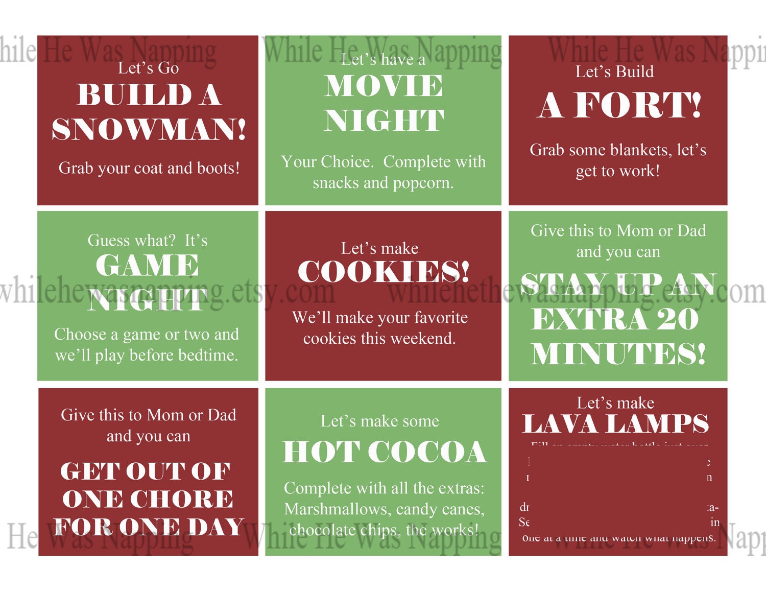Christmas Kid's Activity Coupon Book - Stocking Stuffer