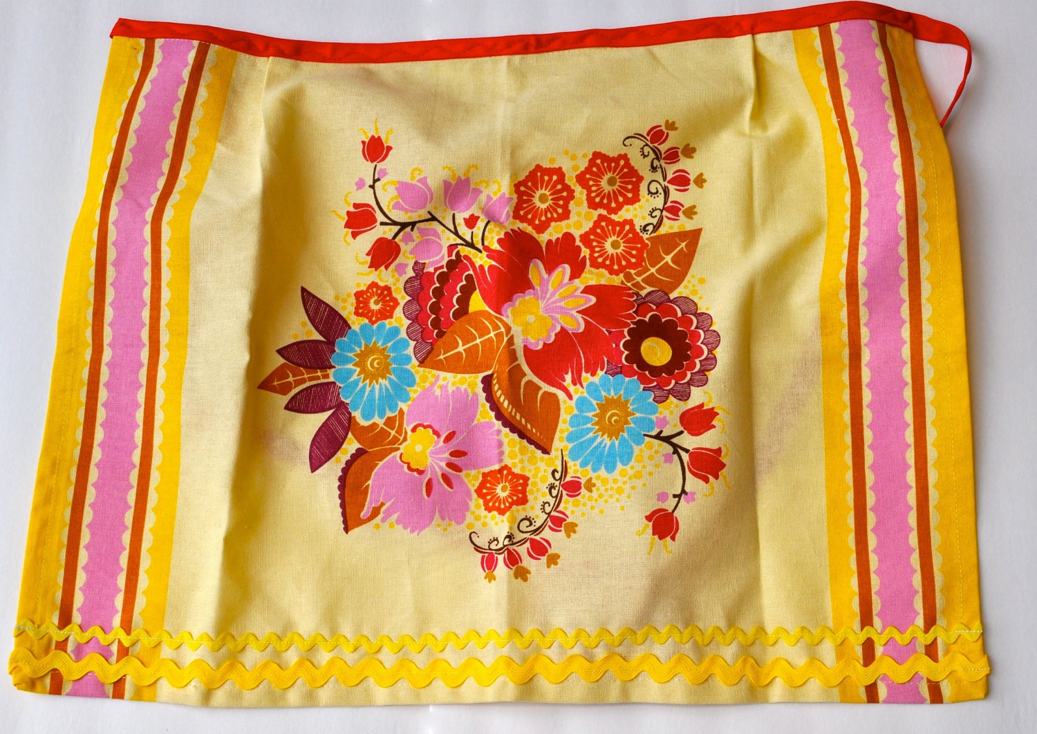 Yellow Rick Rack Tea Towel Half Apron
