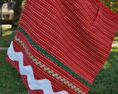 Red Tea Towel Holiday Half Apron