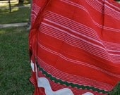 Red with White Stripes Tea Towel Half Apron