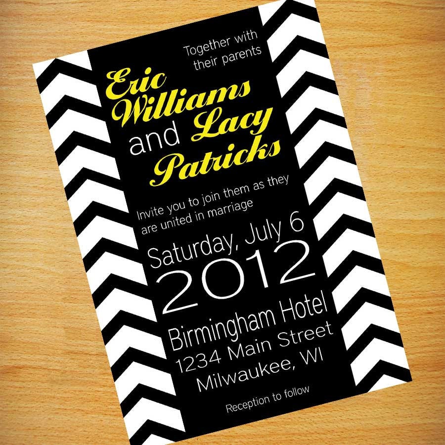 Wedding Invitation -- Modern Chevron Typography