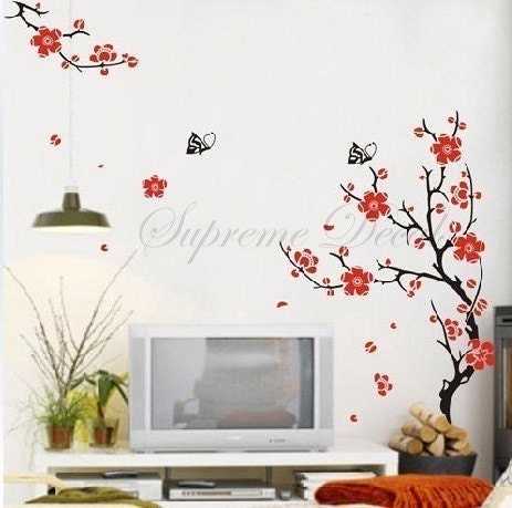 On sale- Plum Blossom TV background -- 70inch tall -- Wall Art Home Decors Murals Removable Vinyl Decals Paper Stickers