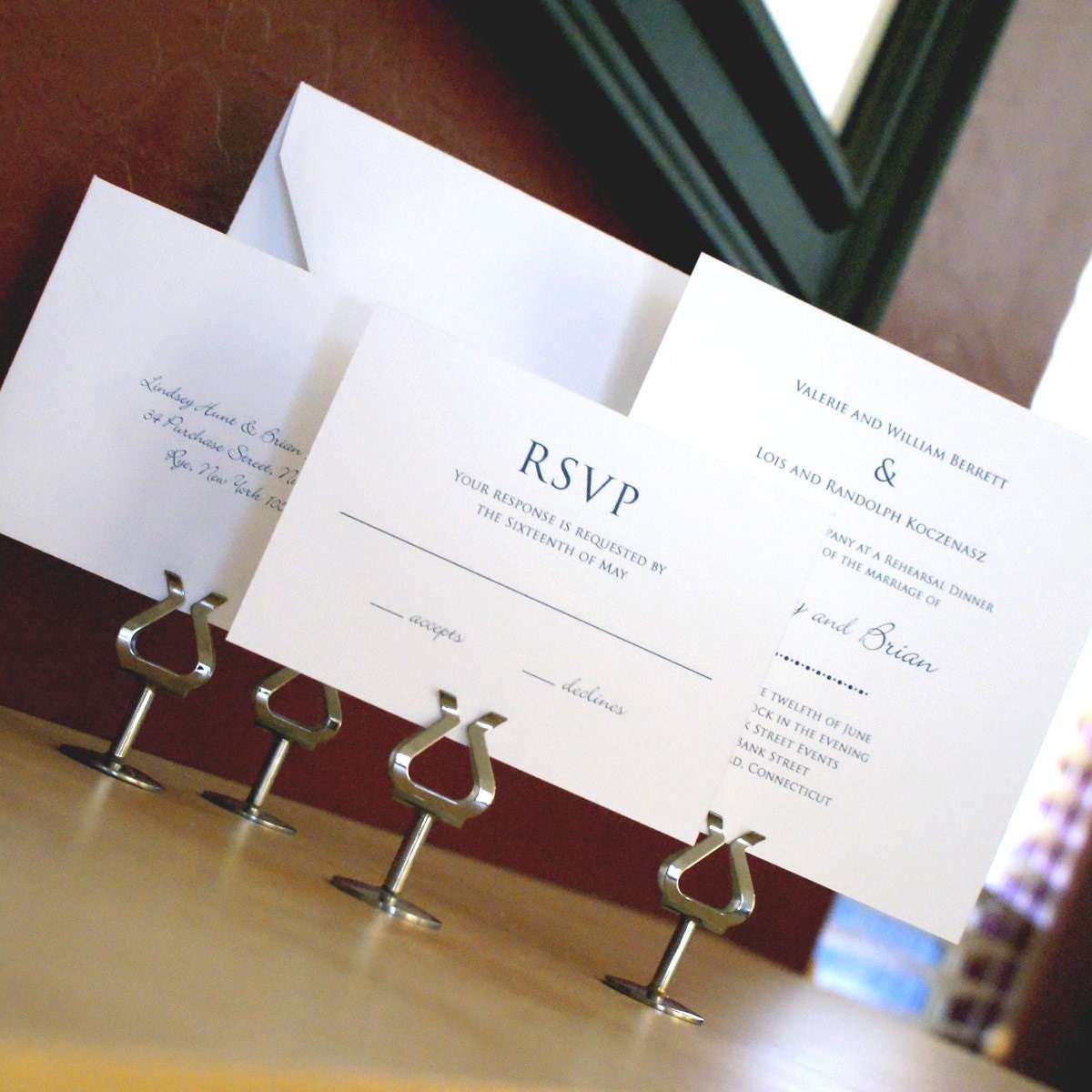 SALE - 20 PERCENT OFF - Navy Blue - Simple - Classic - Square - Westchester Wedding Invitation Suite