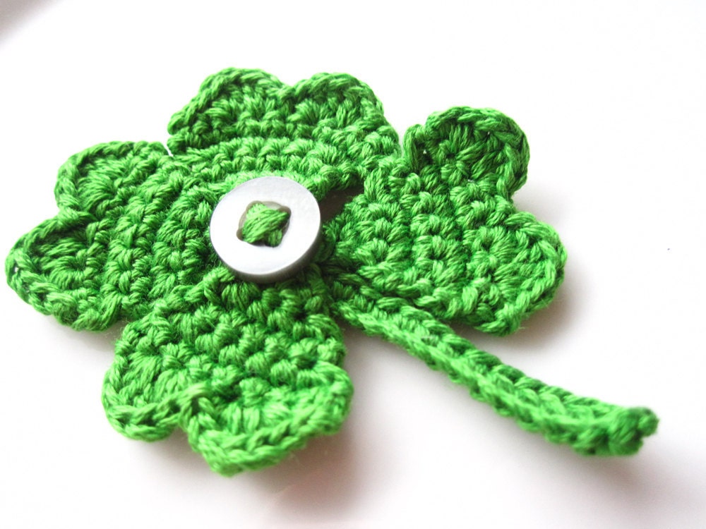 Crochet Pattern,  Applique Pattern, PDF Pattern, Four Leaf Clover, Shamrock, St Patricks Day
