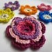 Crochet Flower Applique - Pink, Purple, Turquoise, Yellow