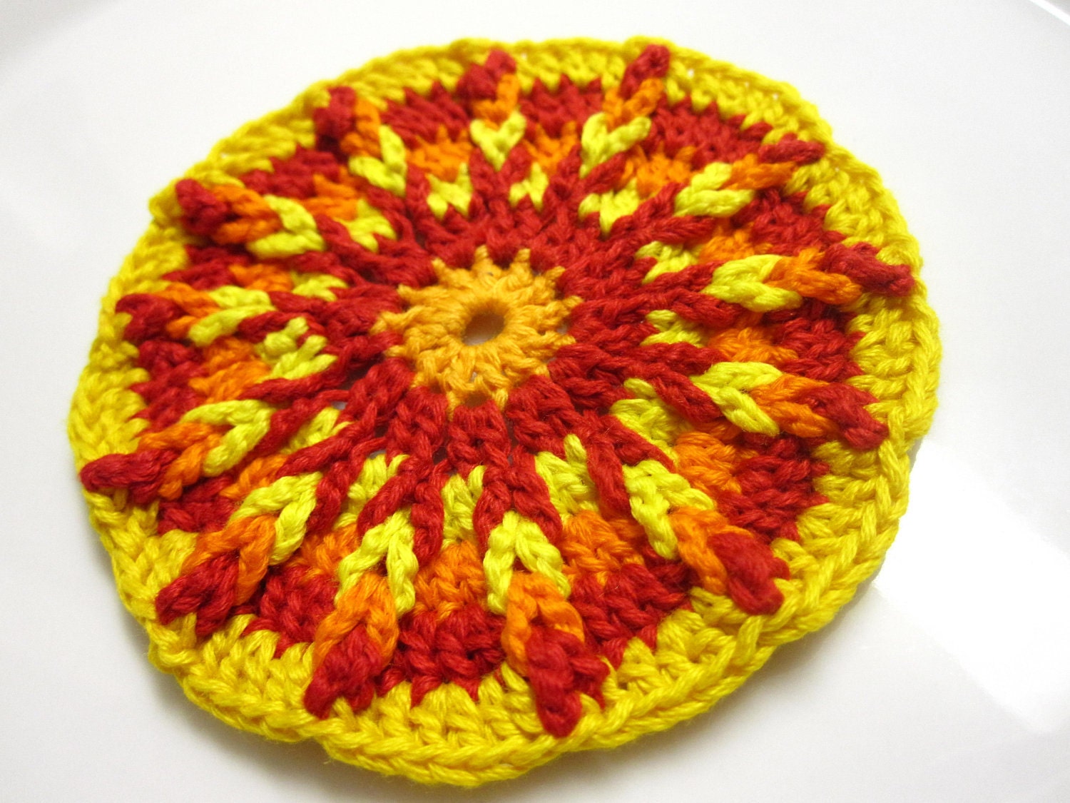 Crochet Applique - Red, Orange, Yellow