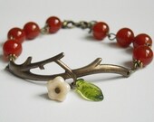 Free Shipping Bracelet, Bliss Friendship Bracelet, Cuff Bracelet, Bangle, Red  Agate Bracelet, Twig Bracelet, Brass