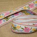 Vintage Ribbon Trim Embroidered Floral Trim Pink Blue Yellow Flowers