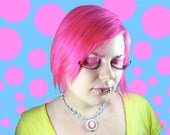 Pink and Baby Blue Victorian Lolita Cotton Candy Cameo Swarovski Pearl Adjustable Necklace