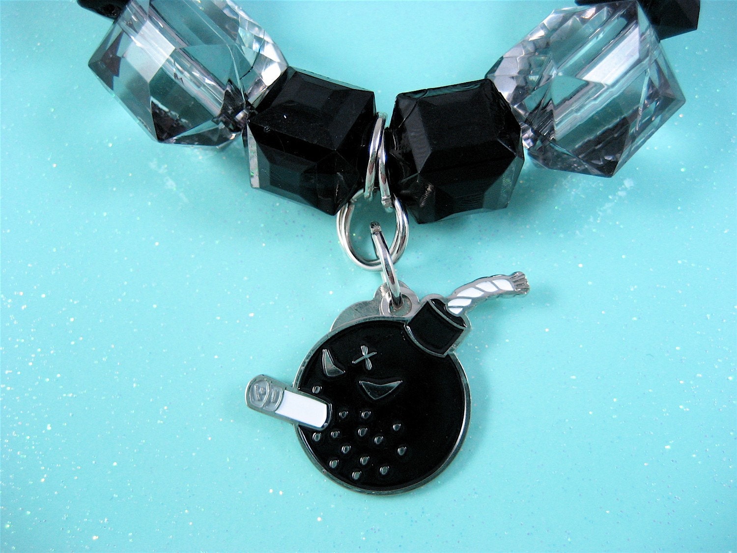 Smoking Kills Bomb Stretch Lucite Charm Bracelet