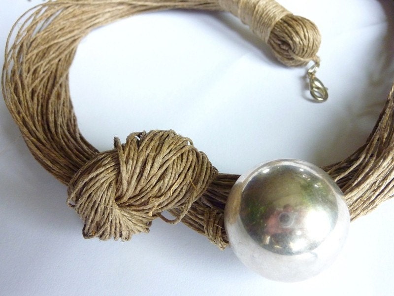 One of a Kind Silver Linen Necklace