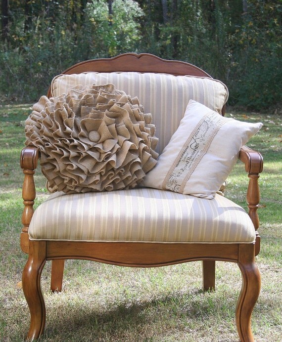 Ruffled Burlap Round Pillow