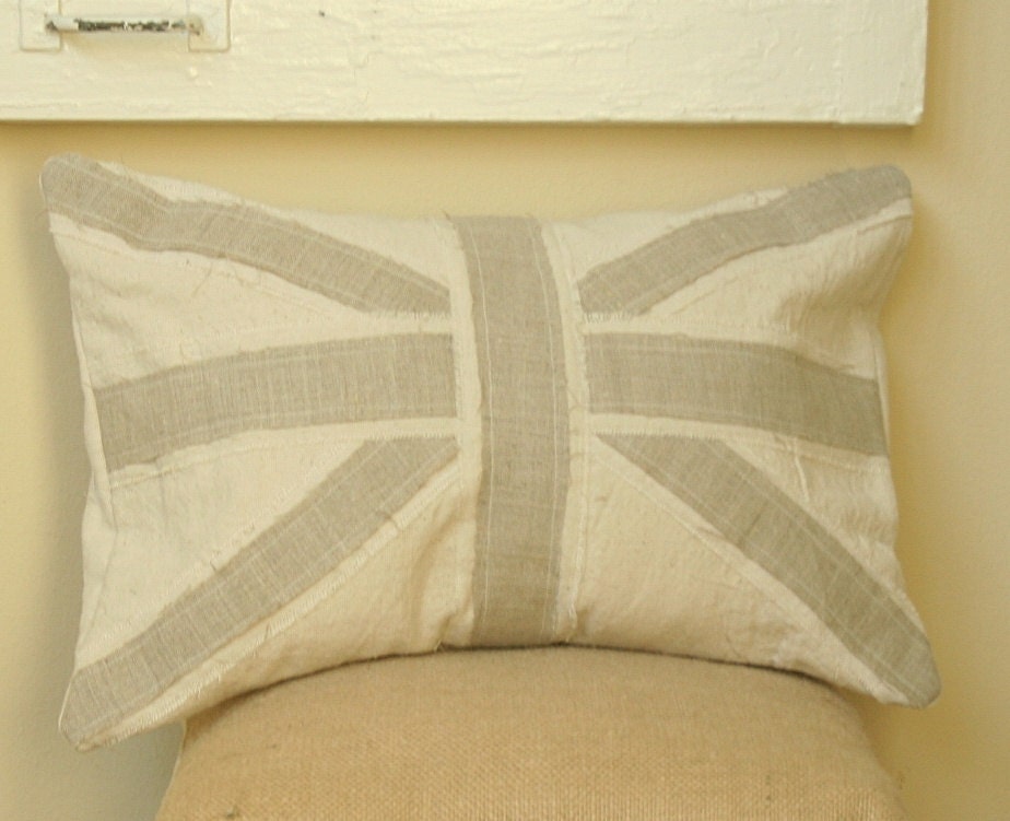 Union Jack Linen and Canvas Pillow Cover - Lumbar