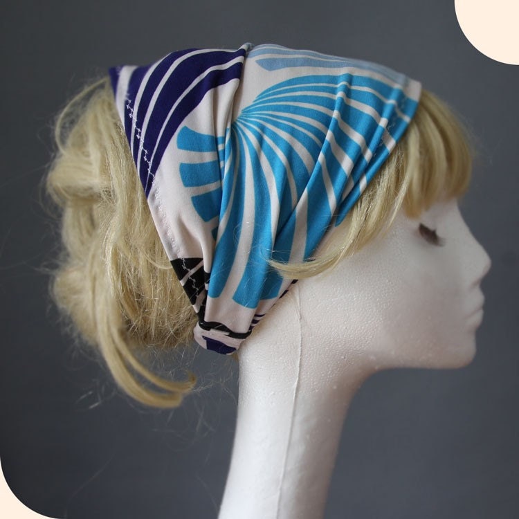 Wide Headband Jersey blue Navy Black on white