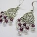 Chandelier Earrings with Mini Red-Purple beads