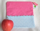 Reusable Sandwich Bag - 7.5" x 7.5"- Nylon lined, Zippered, Machine Washable