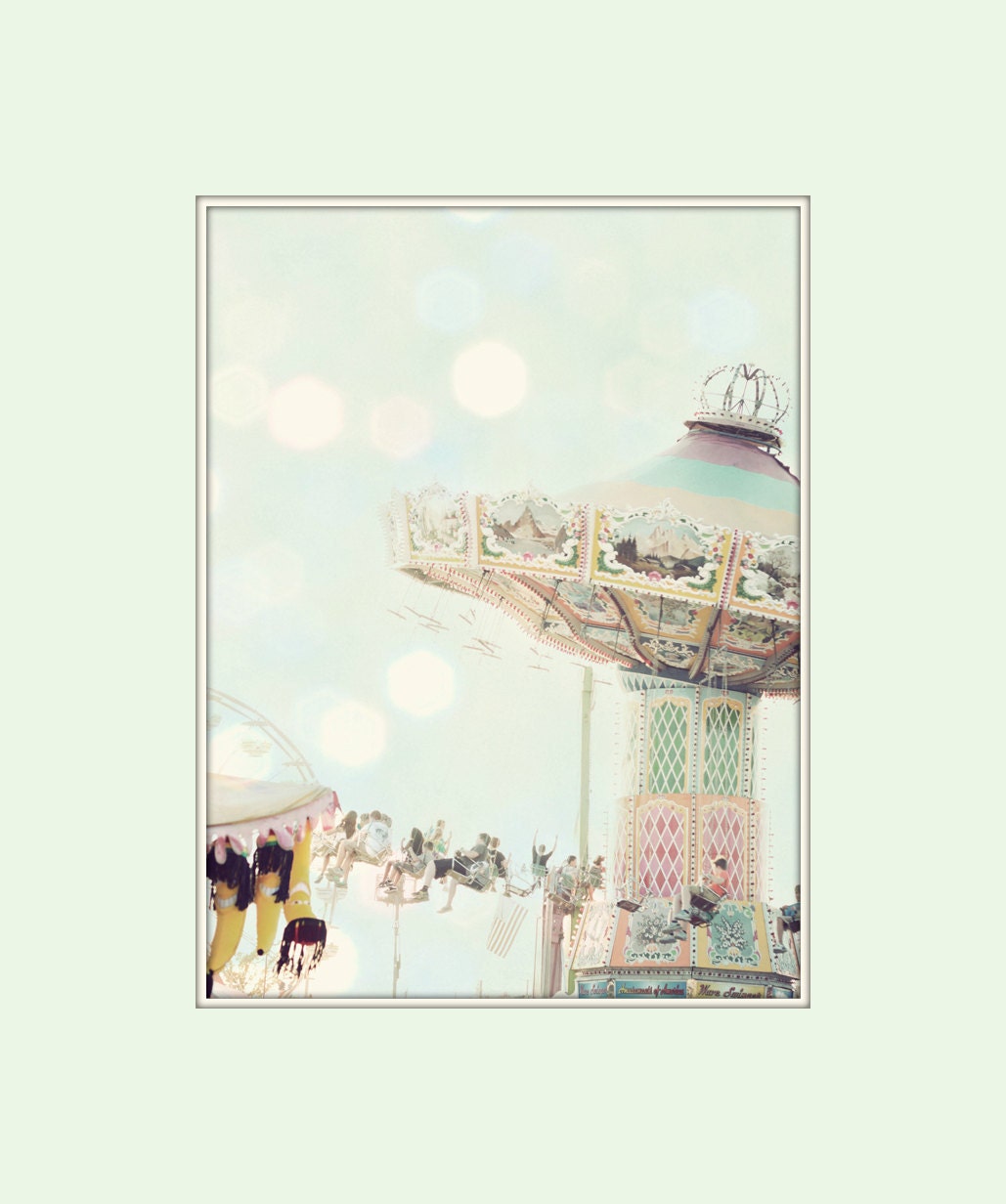 girl nursery art photography print mint pink carnival swing photo vintage nursery decor 8x10 carnival wall art girls room