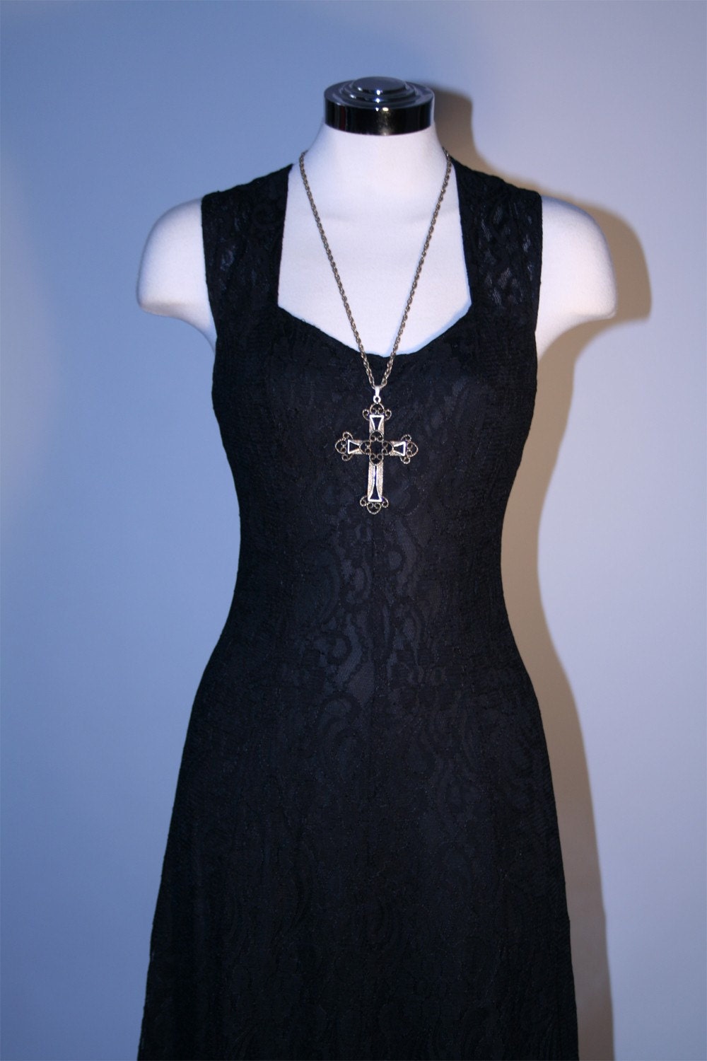 Vintage 80s Black Lace Dress
