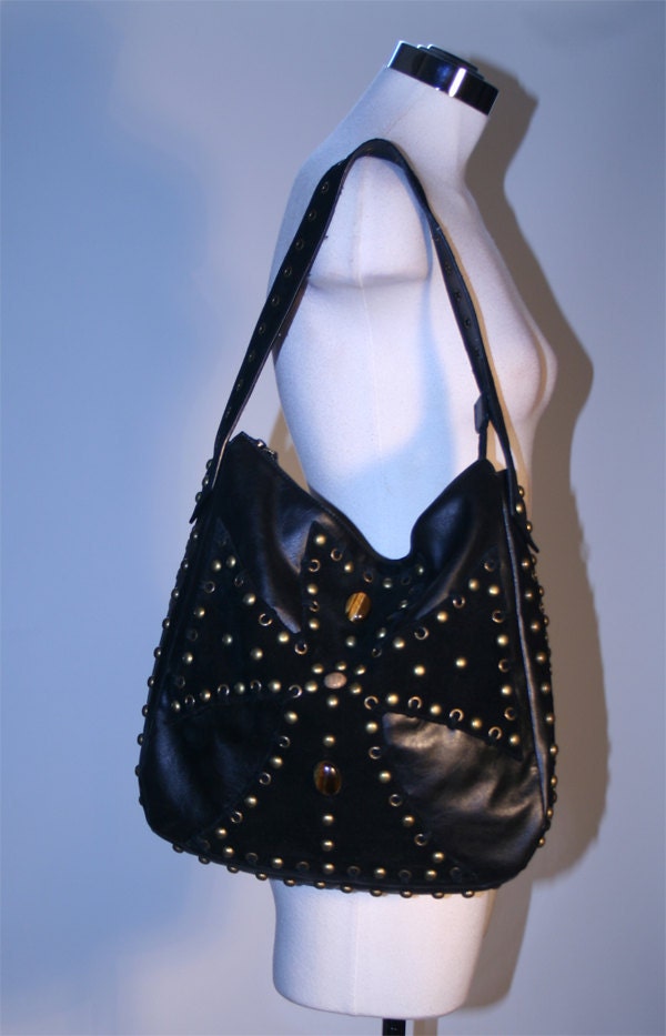 Slouchy Studded & Embellished Bohemian Rocker Vintage 90's Bag