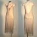 Vintage 80's Champagne Crochet Nude Illusion Fringe Bohemian Wedding Dress
