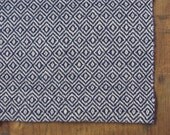 Handwoven Table Runner, Classic Navy Blue, Khaki Diamond, Beach Cottage, Rustic Cabin, French Country Farmhouse Home Decor 10.25"W x 60"L