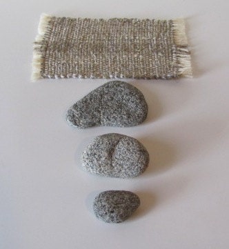 Zen Meditation Stacking Stone Cobble Rock Cairn, Natural Fiber Handwoven Mat, Shelf, Bookcase, Desk, Window Sill, Peace, Tranquility, Calm
