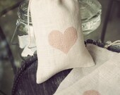 Ivory Burlap Heart Gift Bag - Set of 3