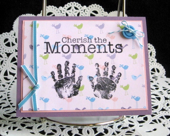 Handmade Baby Card  Girl  Cherish the Moments