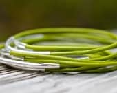 Leather Bangles Tender Shoots Set of 10 Leather Bracelets Bright Chartreuse Amy Fine Design