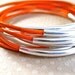 Leather Bangle Bracelets Nectarine Set of 10 Stacking Bangle Bracelets Orange Amy Fine Design