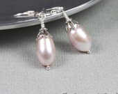 Natural Pearl Earrings, Sterling Silver Earrings, Leverback Earrings, OOAK