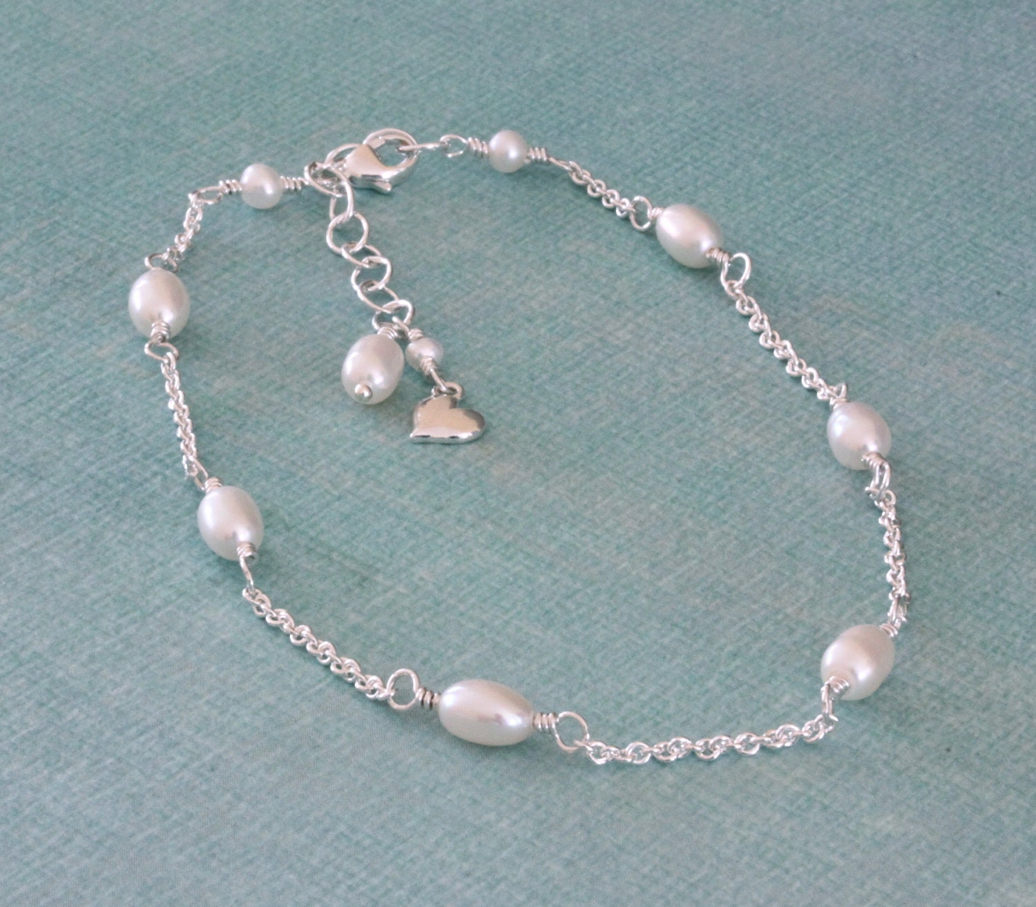 Pearl Anklet, Sterling Silver Anklet, Chain Anklet, Freshwater Pearl Jewelry