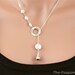HOPE, Lariat Necklace, Freshwater White Pearl Necklace, Christian Jewelry, Sterling Silver Jewelry