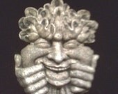 Grinning Greenman Mischievous Smiling Leafman Pagan Celtic Wall Hanging Medieval Fantasy Whimsical Funny Smile Face Home Garden Patio Decor