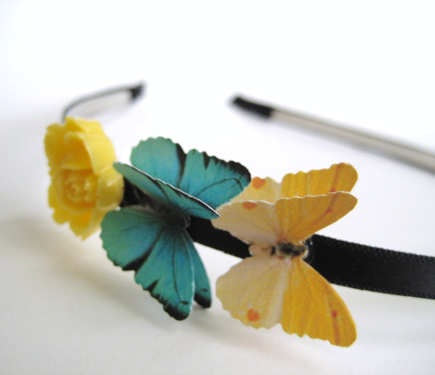 Butterfly Headband For Women Girls Teens Teal Yellow Black