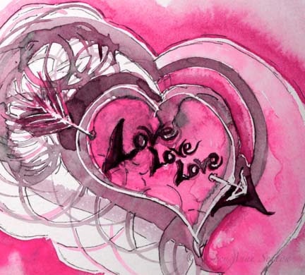 Pink Love, LOVE, love Heart - Love Arrow - giclee 8x10 print