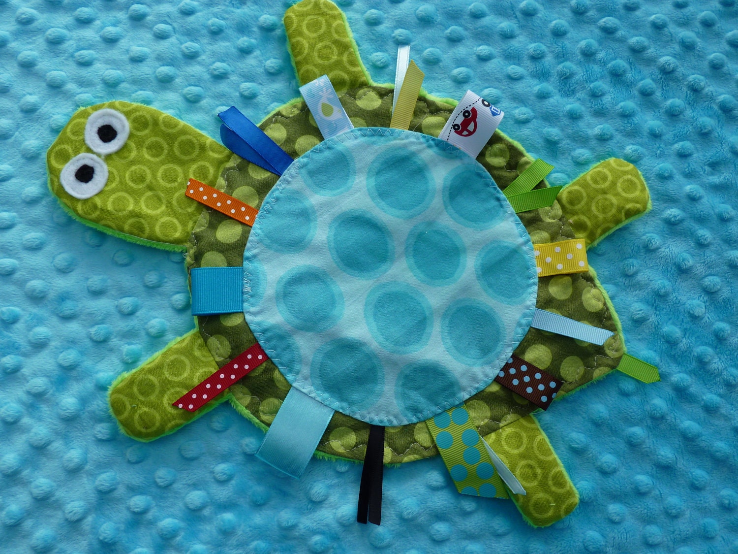 Yertle the Turtle- BROWN-BLUE or PINK -Crinkle Crackle Sensory toy