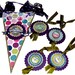 Pennant Party Decoration Set/ Pennet/ 6 Cupcake toppers/ 4 Gift Tags