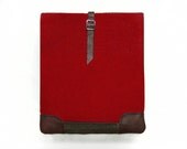 Canvas & Leather iPad Case in Lipstick w/ Silver Buckle, Sessa Carlo Series (Red, Olive, Brown) - Mclovebuddy