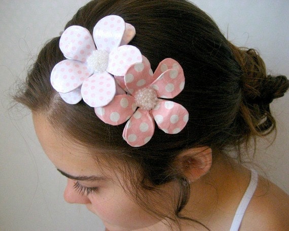 Polka Dots Doubled Daisy Paper Mache Headband