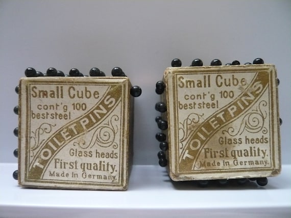 2 Vintage German Glass Head Toilet Pin Cubes by duetta5005