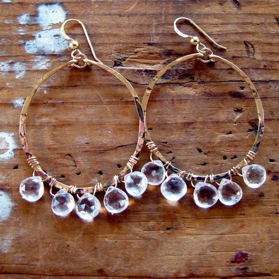Party Girl Hoops - Zircon and Handmade 14K Gold Filled Hoop Earrings