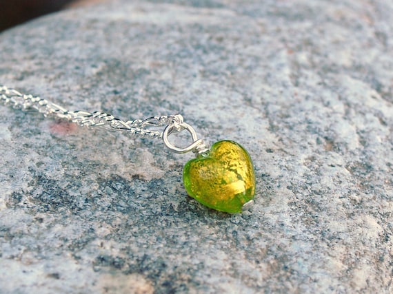 Venetian heart necklace, heart jewelry, flower girl jewlery, small heart charm necklace, Venetian glass jewelry by Dolce Beada
