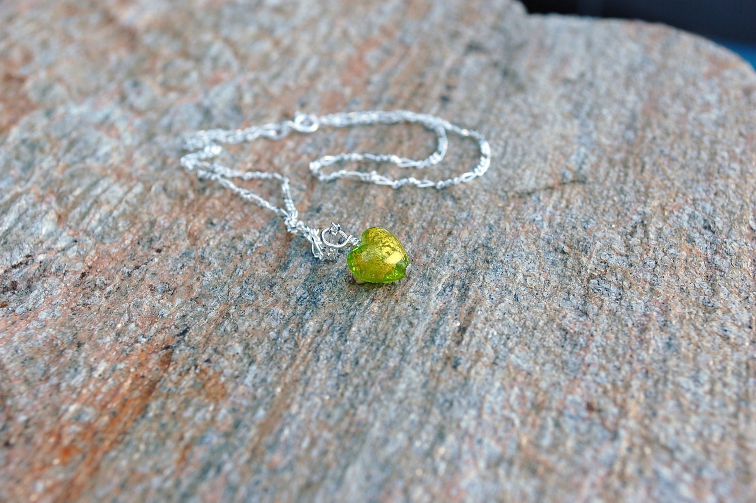 Venetian heart necklace, heart jewelry, flower girl jewlery, small heart charm necklace, Venetian glass jewelry by Dolce Beada