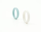 Guerrero Narrow Porcelain Stack Ring x 2 White Turquoise Gray Purple Coral Yellow Sky Blue
