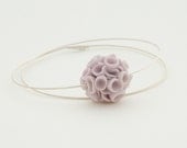 Khao-Lak Sterling Silver Necklace With Porcelain Purple Flowers - Handmade Ceramic Jewelry- Free Gift Wrapping