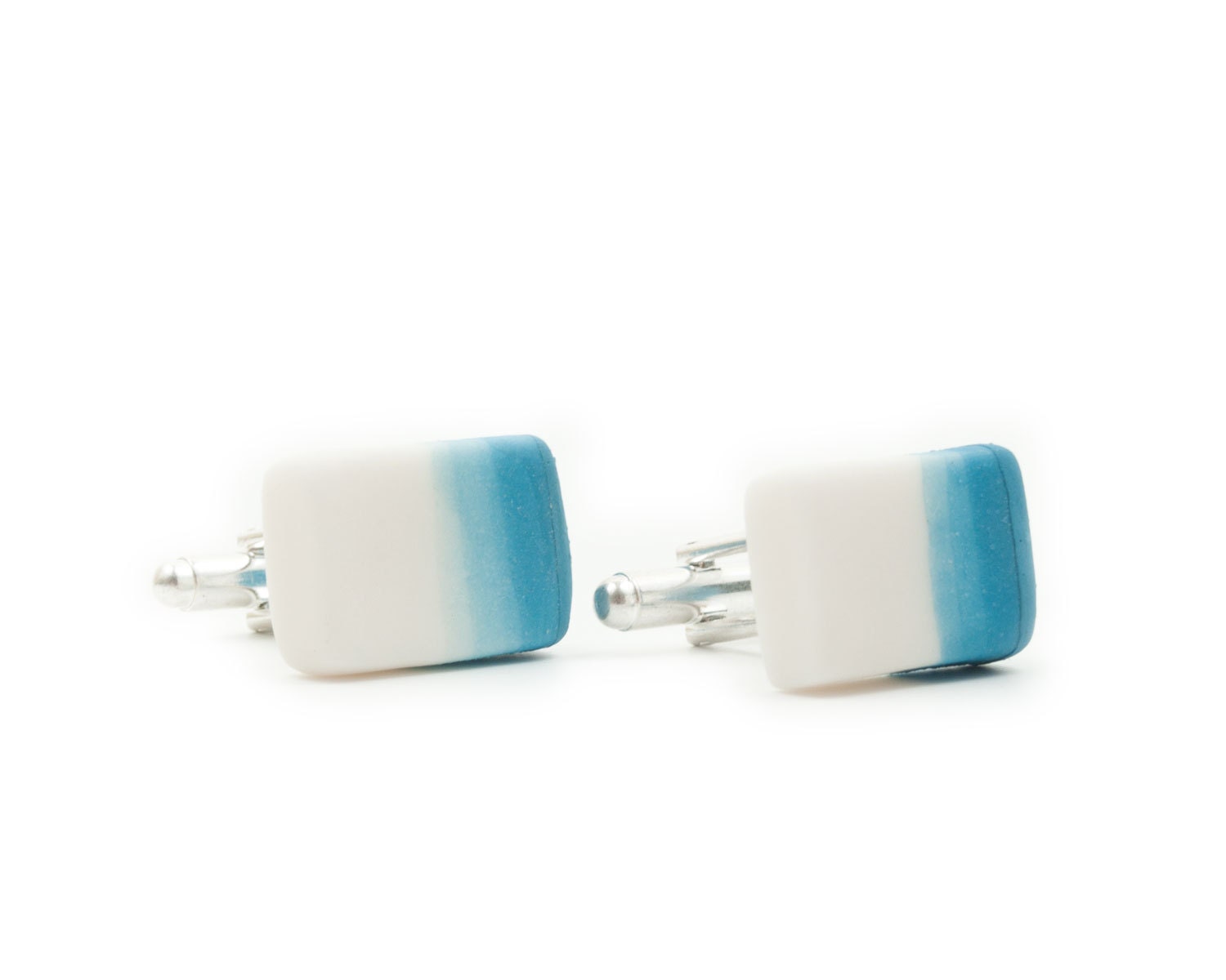 El Mar Ombré Porcelain  Cufflinks,White and Sky Blue- Free Gift Wrapping