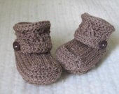 Crochet Baby Booties - 3 to 6 Months - Brown