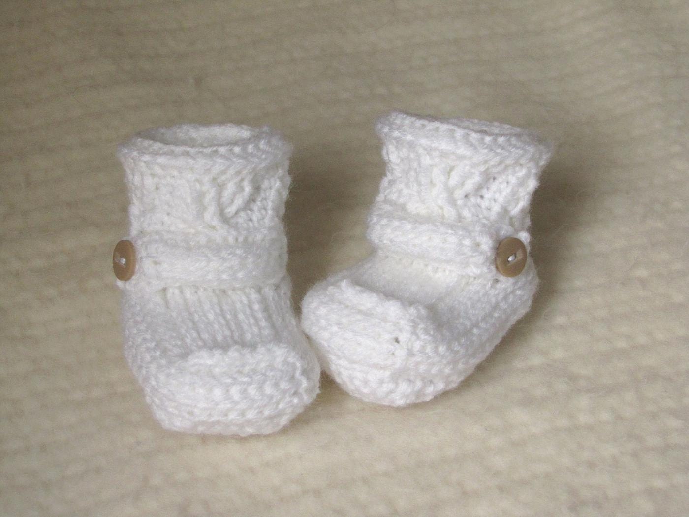 Crochet Baby Booties - 3 to 6 Months - White
