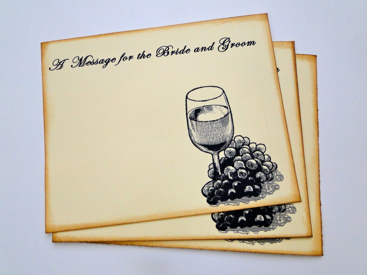 Wedding Guest Book Alternative Cards - Set of 50 - Wine Glass Wedding Wishes